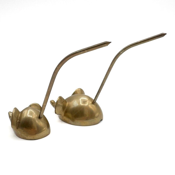 Brass Mouse Ring Holders or Receipt Holders Lot of Two Vintage Mid Century - Picture 13 of 13